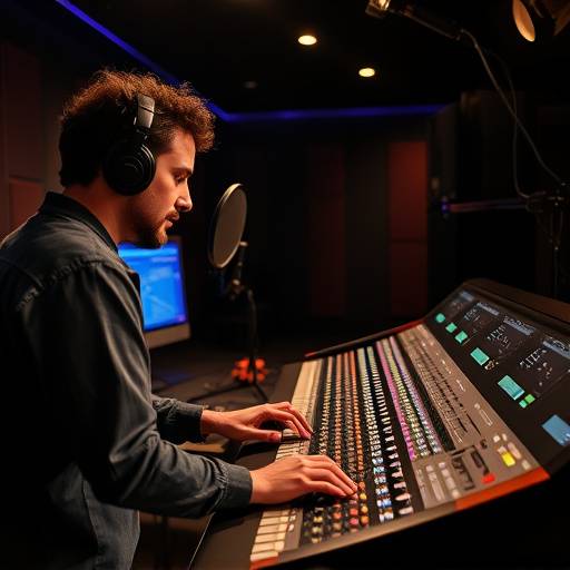 Ingegnere del suono che lavora a una console di mixaggio