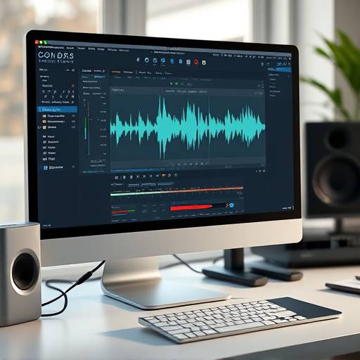 Software di sound design in esecuzione su un computer