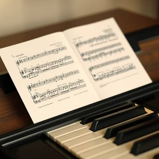 Tastiera e spartito musicale per la composizione