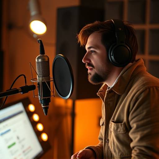 Tecnico del suono che registra una voce in studio